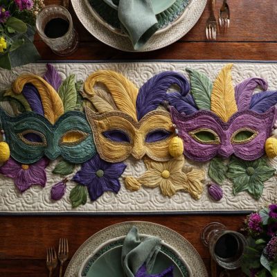 Parade Mask Quilted Table Runner