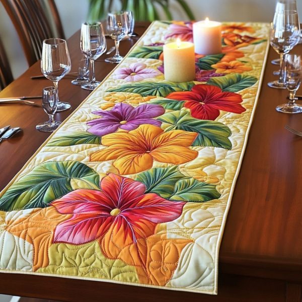 Paradise Hibiscus Quilted Table Runner