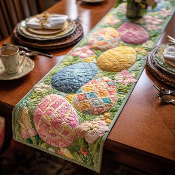 Pastel Eggs Quilted Table Runner
