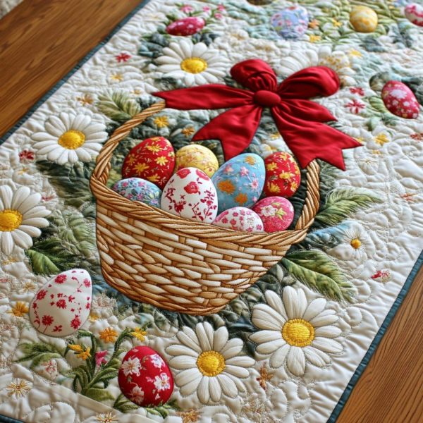 Pastel Eggs Quilted Table Runner