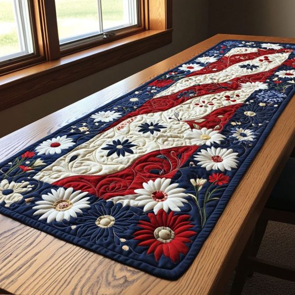 Patriotic Harmony Quilted Table Runner
