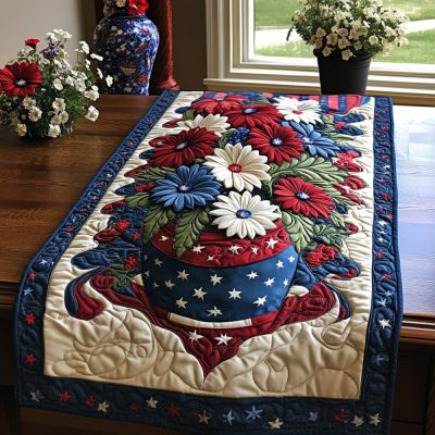 Patriotic Petals Quilted Table Runner