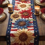 Patriotic Sunflower Quilted Table Runner