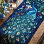 Peacock Grace Quilted Table Runner