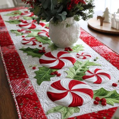 Peppermint Delight Quilted Table Runner