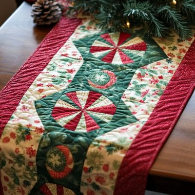 Peppermint Dreams Quilted Table Runner