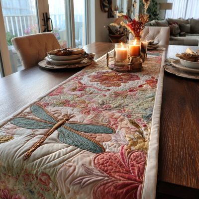 Petal Dance Dragonfly Quilted Table Runner