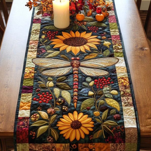 Petal Dragonfly Quilted Table Runner