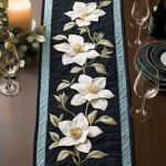 Magnolia Flower Quilted Table Runner