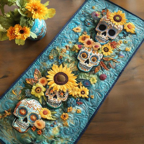 Petal Skull Quilted Table Runner