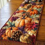 Pinecones And Pumpkins Quilted Table Runner