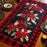 Plaid Cardinal Quilted Table Runner
