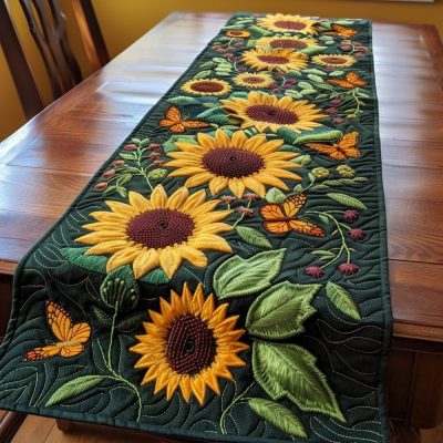 Playful Sunflowers Quilted Table Runner