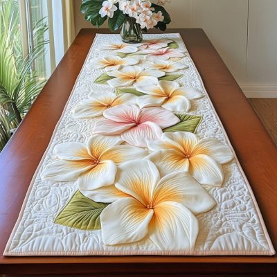 Plumeria Dream Quilted Table Runner