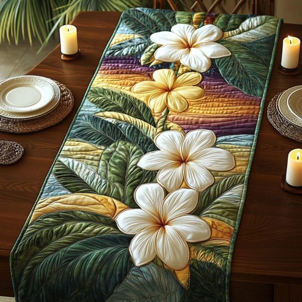 Plumeria Dreams Quilted Table Runner