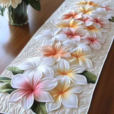 Plumeria Glow Quilted Table Runner