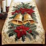 Poinsettia Bell Bliss Quilted Table Runner