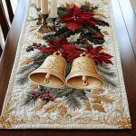 Poinsettia Bell Symphony Quilted Table Runner