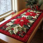 Poinsettia Delight Quilted Table Runner