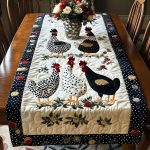 Polka Dot Hens Quilted Table Runner