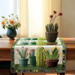 Potted Greens Quilted Table Runner