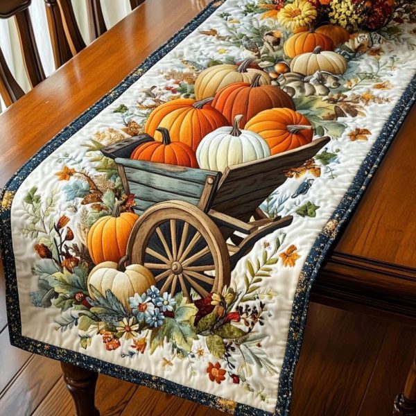 Pumpkin Cart Serenity Quilted Table Runner