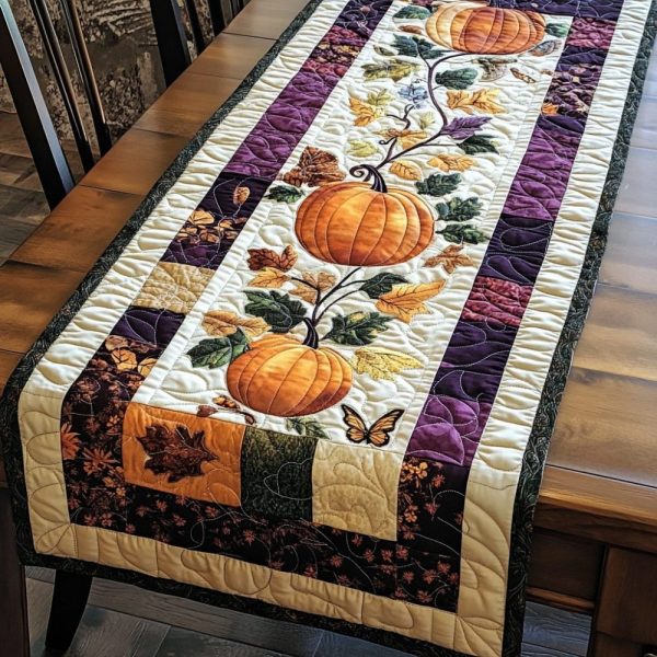 Pumpkin Charm Days Quilted Table Runner