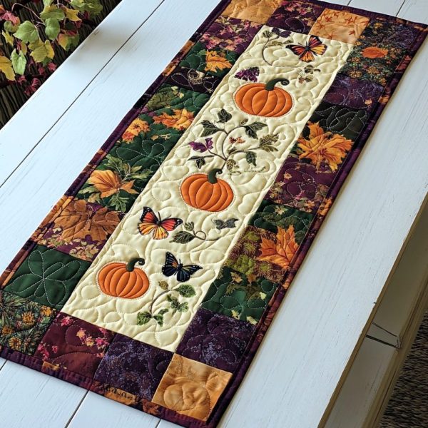 Pumpkin Fantasy Quilted Table Runner
