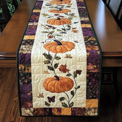 Pumpkin Glow Magic Quilted Table Runner