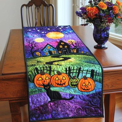 Pumpkin Glow Quilted Table Runner
