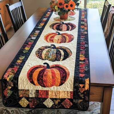 Pumpkin Magic Quilted Table Runner