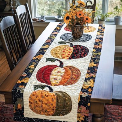 Pumpkin Row Quilted Table Runner