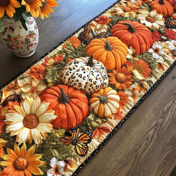 Pumpkin Trail Quilted Table Runner