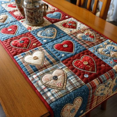 Pure Hearts Quilted Table Runner