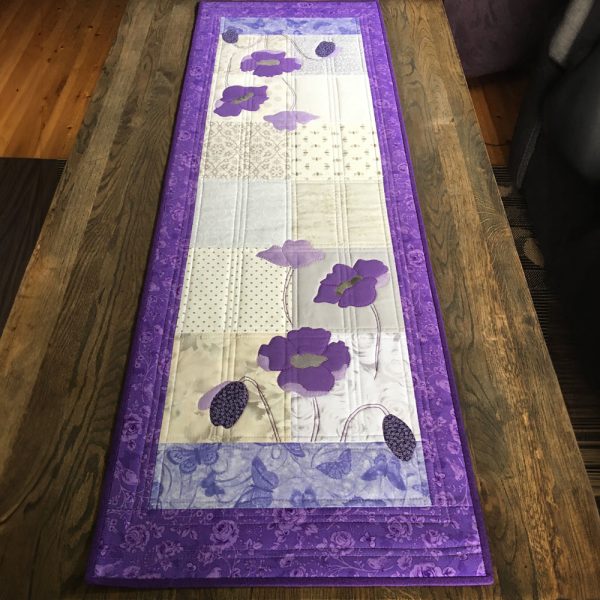 Purple Flower Symphony Quilted Table Runner