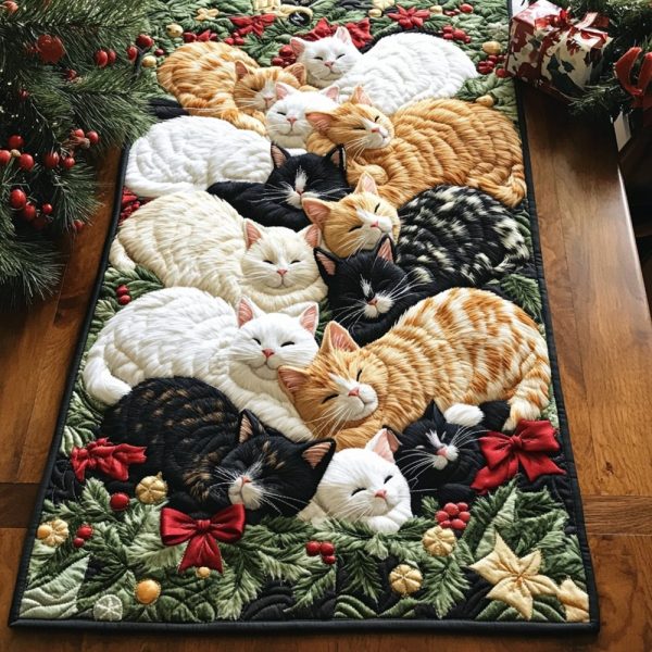 Purrfect Slumber Quilted Table Runner