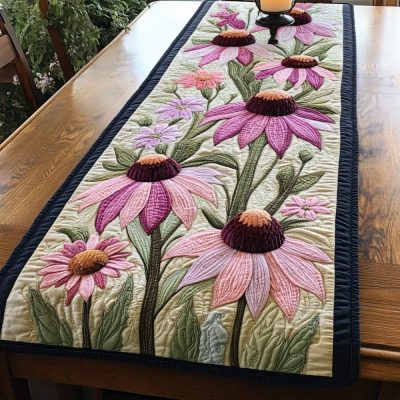 Radiant Flowers Quilted Table Runner