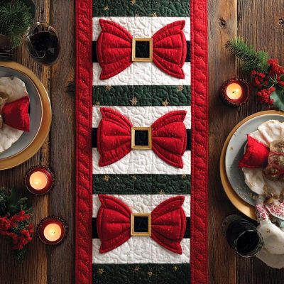 Red Bow Quilted Table Runner