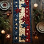 Red White Woven Quilted Table Runner