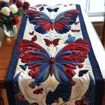 Red And White And Bloom Quilted Table Runner