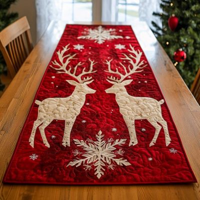 Reindeer Frost Quilted Table Runner