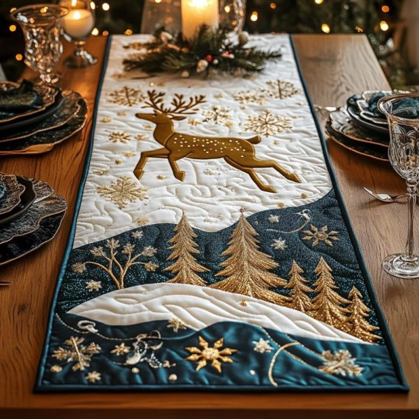 Reindeer Magic Quilted Table Runner