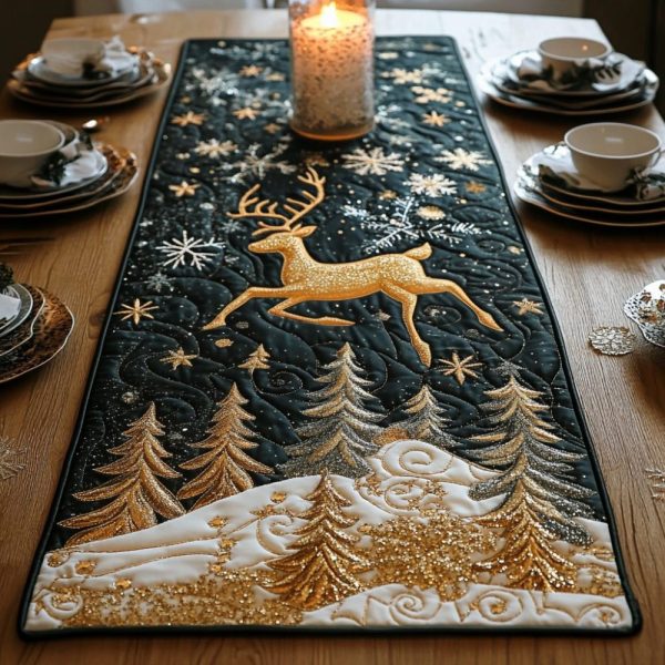 Reindeer Night Quilted Table Runner