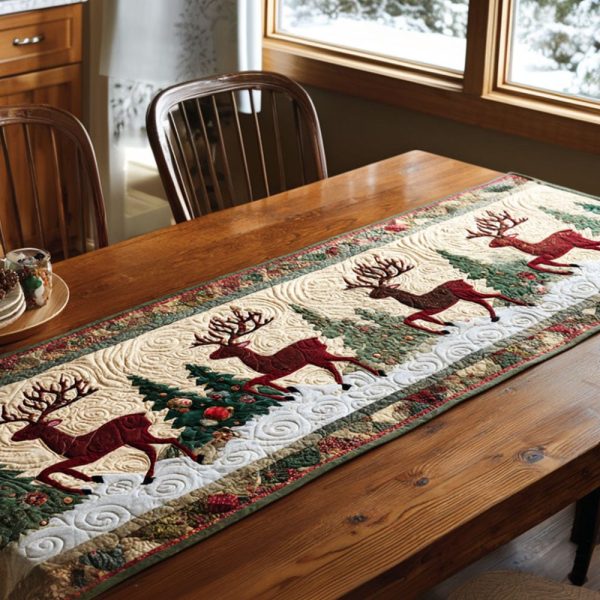 Reindeer Parade Quilted Table Runner