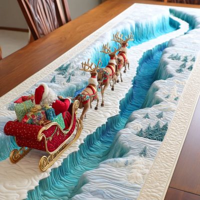Reindeer Sleigh Ride Quilted Table Runner