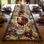 Rooster Bloom Quilted Table Runner