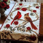 Rose Cardinals Quilted Table Runner