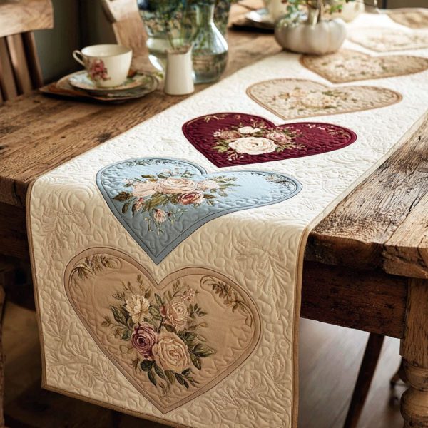 Rose Heirloom Quilted Table Runner