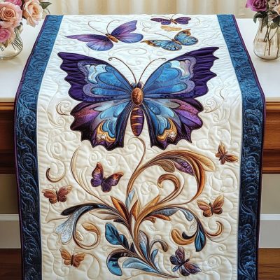 Royal Blue Wings Quilted Table Runner