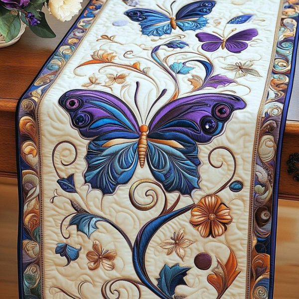 Royal Butterfly Tapestry Quilted Table Runner